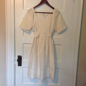Banana Republic White Silk & Eyelet Dress